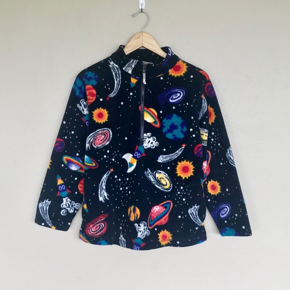 Vintage 90s outer space planets galaxy fleece coat